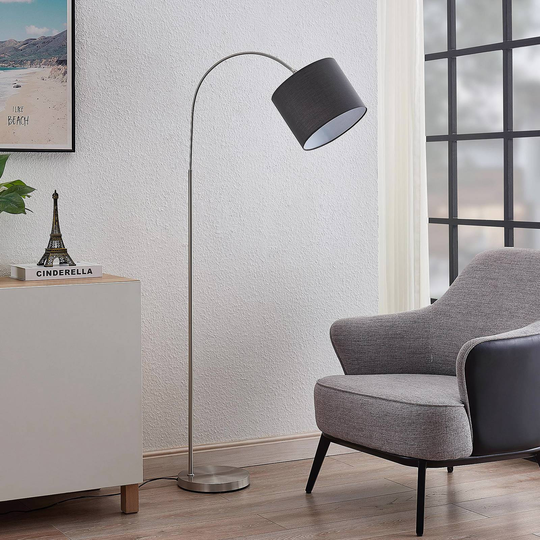 Lindby Keriba golvlampa, nickel/mörkgrå