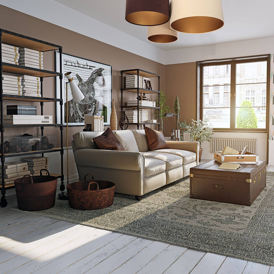 Taklampa Torbio creme/brun/beige/guld