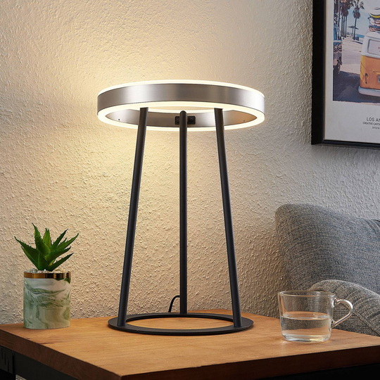 Lucande Seppe LED-bordslampa, nickel