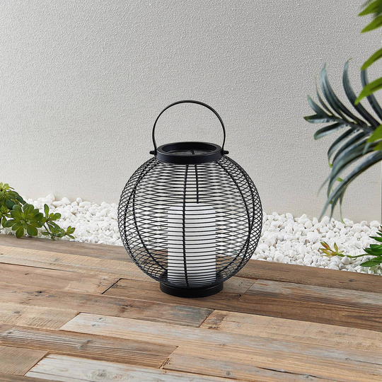 Lindby Mairuna LED-solcellslykta, svart, 30,8 cm