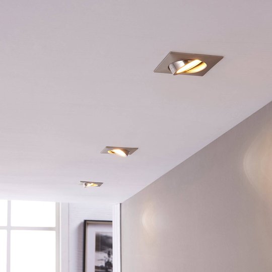 LED-inbyggnadslampa Andrej, kantig, nickel, 3-pack