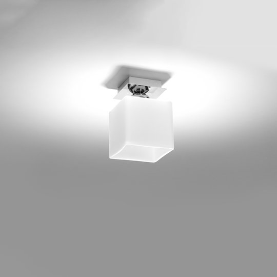 Taklampa Block, opal/krom, 1 lampa