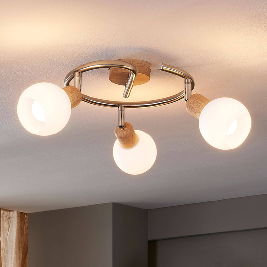 E14-LED-takrondell Svenka i trä-look