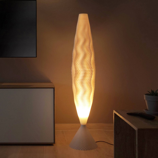 Golvlampa Koral av biomaterial, linen, 115 cm
