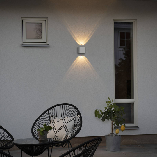 LED-utomhusvägglampa Chieri, 4 lampor, vit