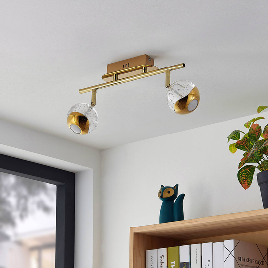 Lucande Kilio LED-takspotlight, 2 lampor, guld