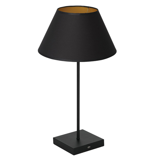 Bordslampa Table, skärm konisk svart-guld