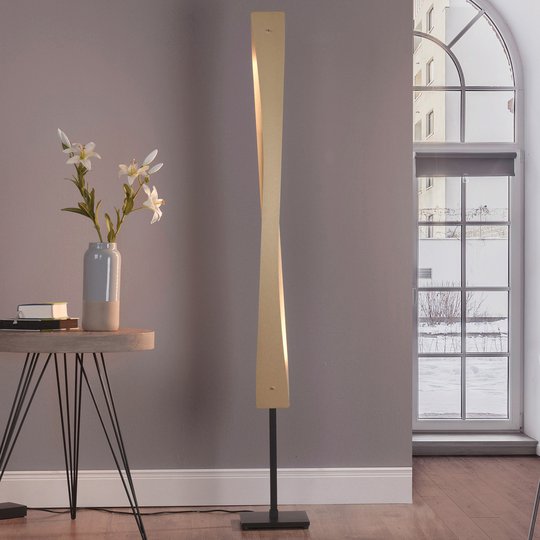 Lucande Lian LED-golvlampa, mässing, svart