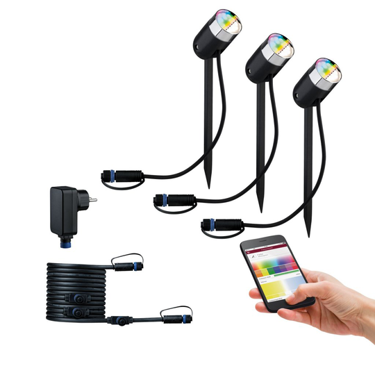 Plug & Shine Spot Pike RGB+ TW Starter- Set (Antracit)