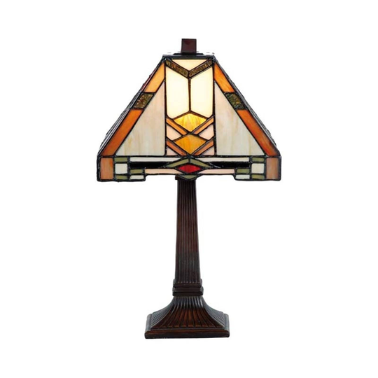 Bordslampa Eliazar i mönstrad Tiffanystil