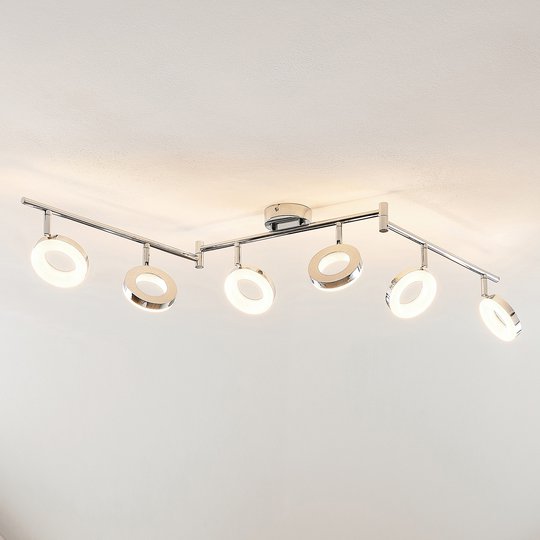 ELC Tioklia LED-taklampa, krom, 6 lampor