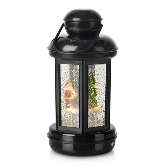 Dekorationslykta Cosy LED fylld med glitter, svart