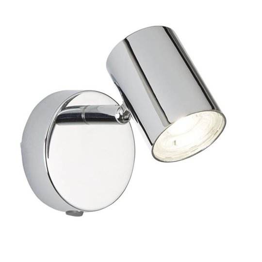 LED-väggspot Rollo, krom med strömbrytare