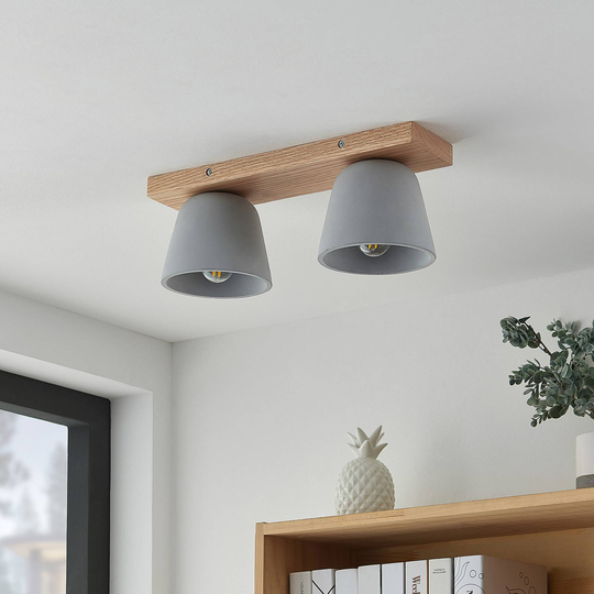 Lucande Otavis taklampa av betong, 2 lampor