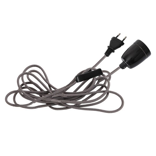E27-uttag Glaze med kabel, grå