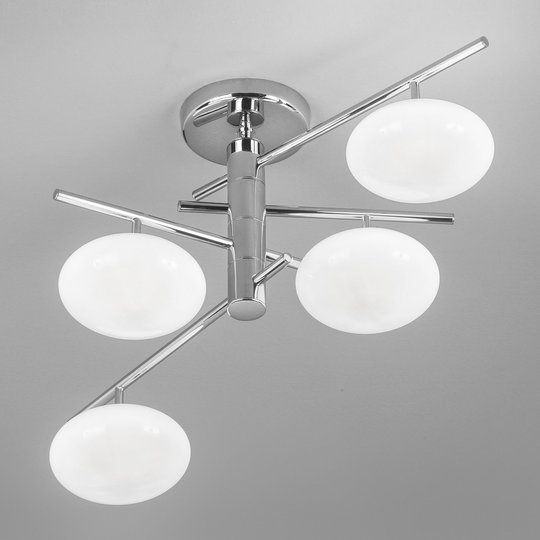 Taklampa Dolce 4 lampor, krom/vita skärmar