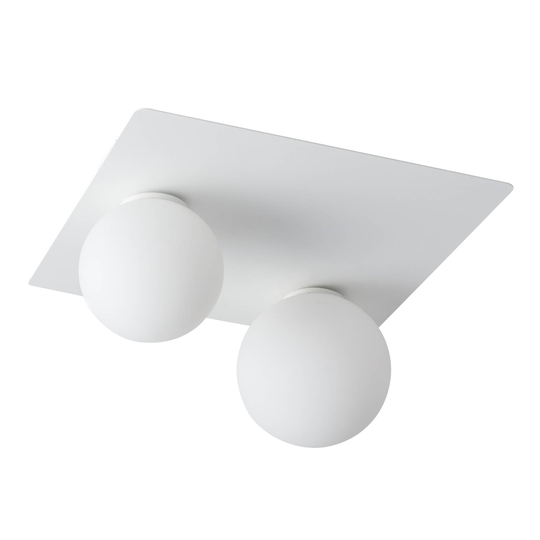 Taklampa Firn, kantig, 2 lampor, vit