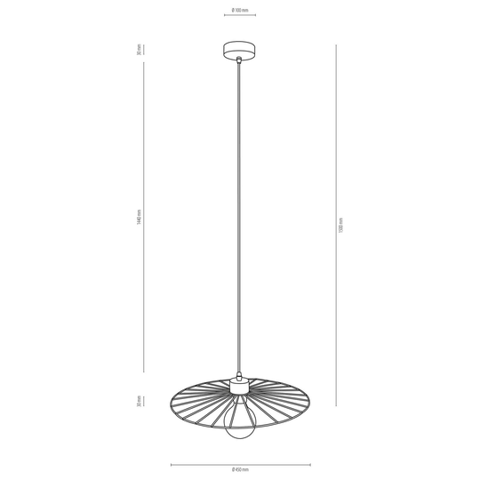 Envolight Yahel hänglampa, ek/svart, Ø 45 cm