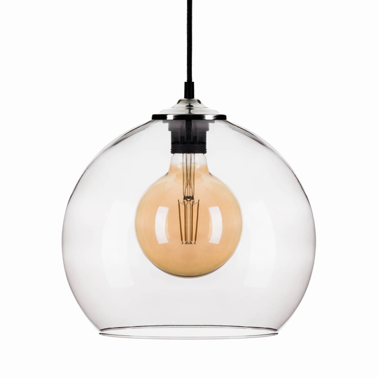 Hänglampa Ball glaskulskärm rökgrå Ø 30 cm