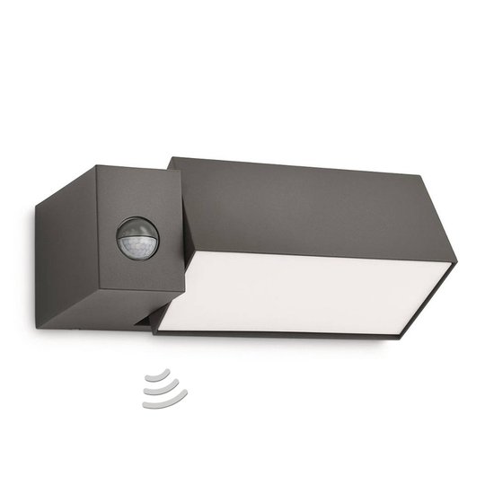 Utomhusvägglampa Border, antracit, rörelsedetektor