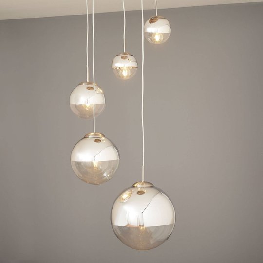 Pendellampa Ravena med glasklot, 5 lampor
