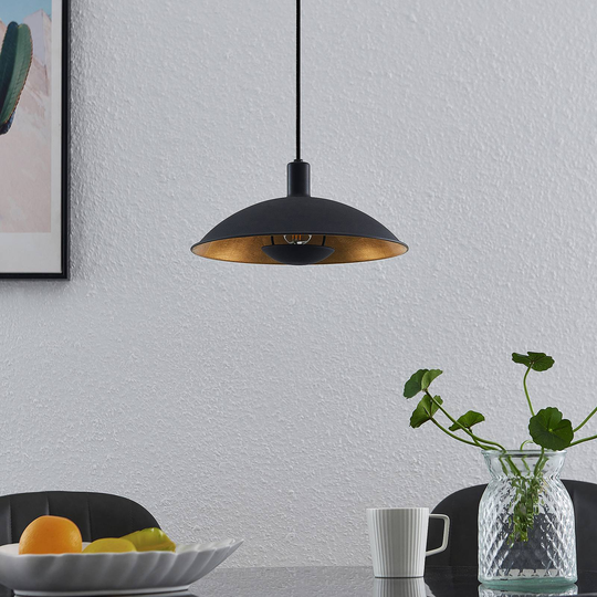 Lindby Narisara hänglampa svart-guld 1 lampa 30 cm