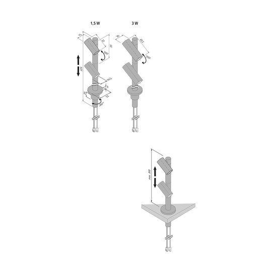 Spot LED Duo Spot 2 x 3 W, aluminium 3 000 K