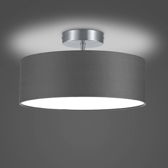 Taklampa Hotel, matt nickel/grå, Ø 30 cm