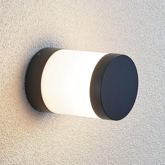 LED-utomhusvägglampa Nitalia, rund, mörkgrå