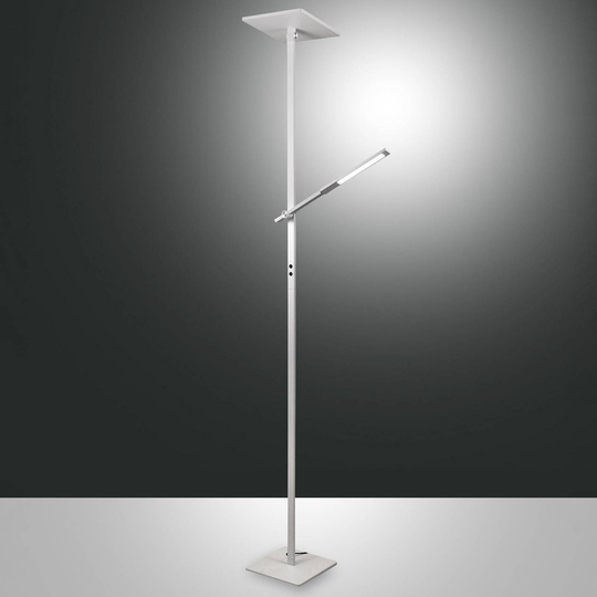 LED-golvlampa Ideal med läsarm, vit