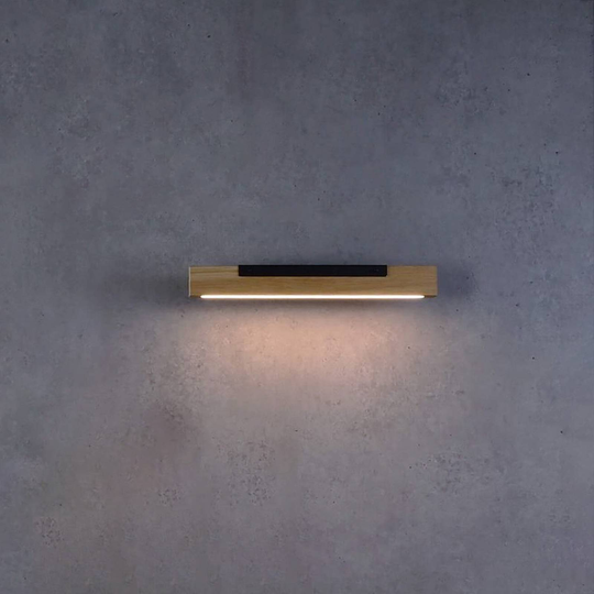 LED-vägglampa Madera, downlight, ekträ