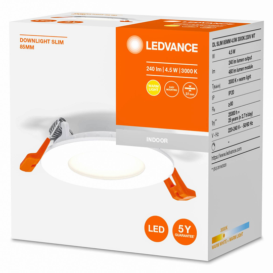 LEDVANCE Recess Slim LED-lampa Ø 8,5 cm 3000K