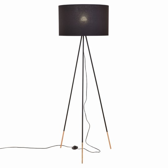 Golvlampa Tago, trebent, svart