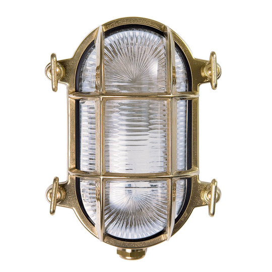 Utomhusvägglampa Tortuga oval 17 cm mässing natur