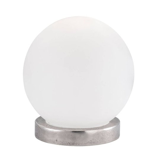 Bordslampa Antony opal kula, nickel fot, Ø25 cm