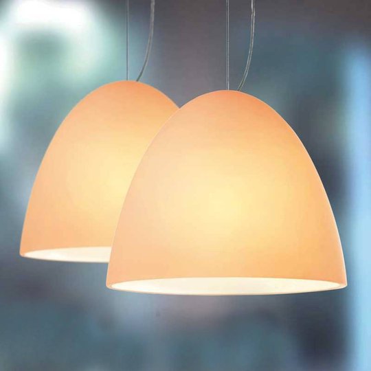 Sandfärgad hänglampa BELL 30 cm, 2 ljuskällor