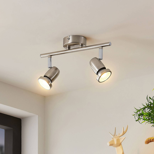 ELC Simano LED-takspotlight, nickel, 2 lampor