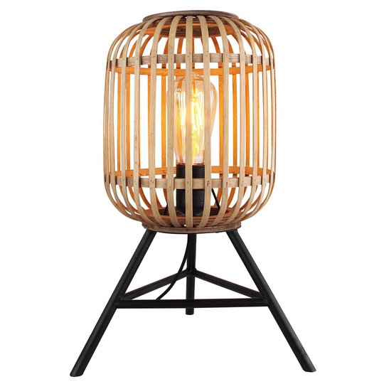 Bordslampa Malacca med träskärm