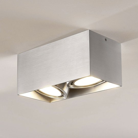 LED-downlight Rosalie kantig 2 lampor alu