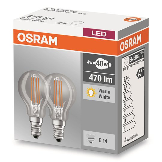 E14 4W 827 - LED-dropplampa, 2-pack