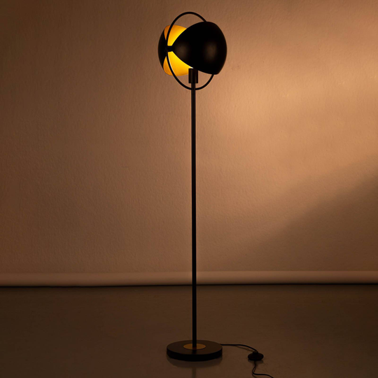 Golvlampa Porto, justerbar, svart/guld