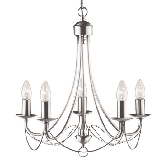 Ljuskrona Maypole satin silver, 5 lampor
