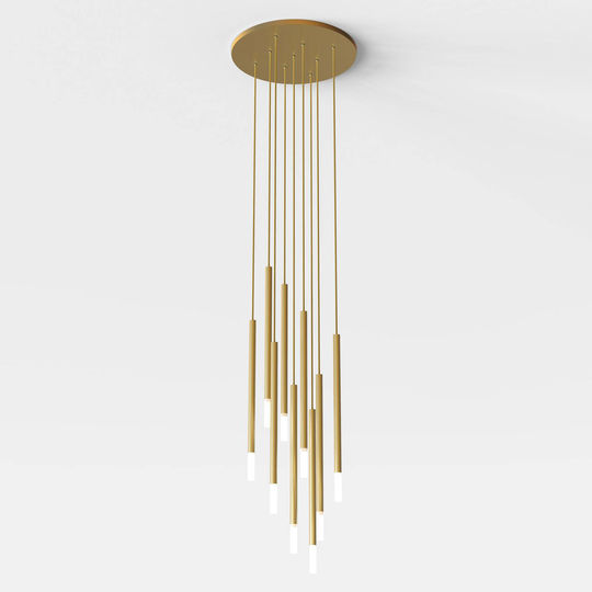 Designhänglampa Zen, guld, 9 lampor