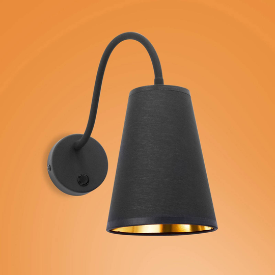 Vägglampa Wire, svart/guld