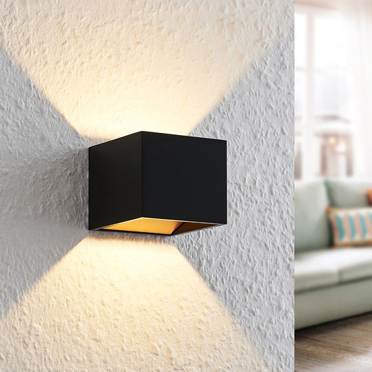 Arcchio Antonin LED-vägglampa aluminium svart-guld