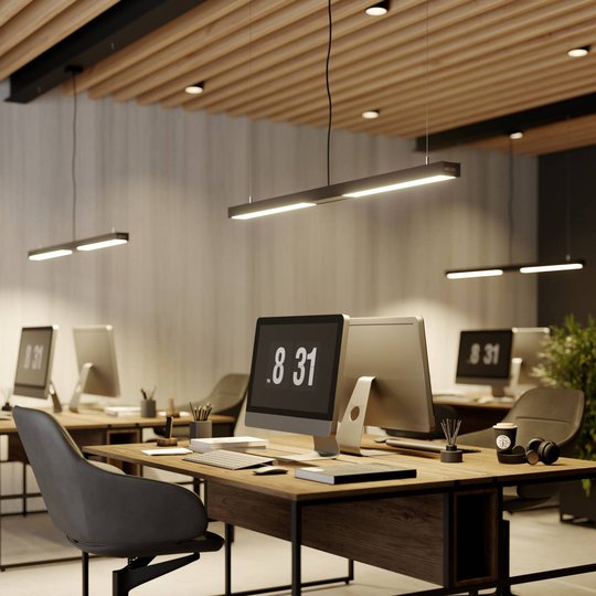 Arcchio Rontan LED-kontorshänglampa, svart