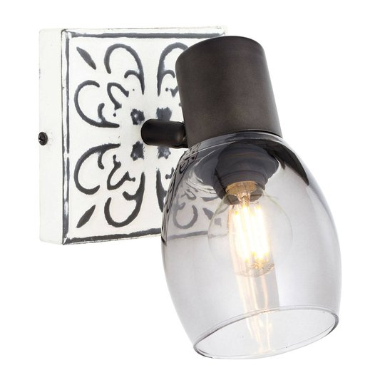 Vägglampa Tolosa, lutbar glasskärm