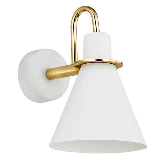 Vägglampa Bona, vit-mässing