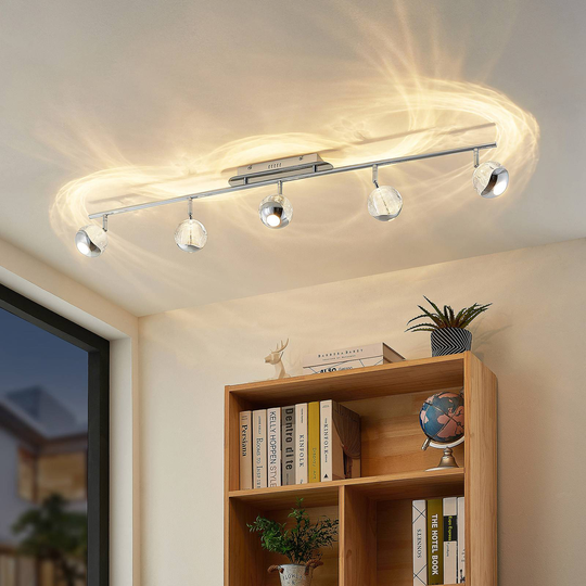 Lucande Kilio LED-takspotlight, 5 lampor, krom