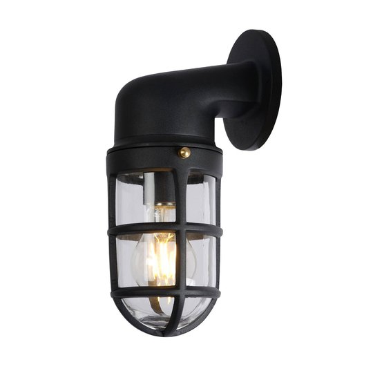 Utomhusvägglampa Dudley, nedåtsträckande, svart